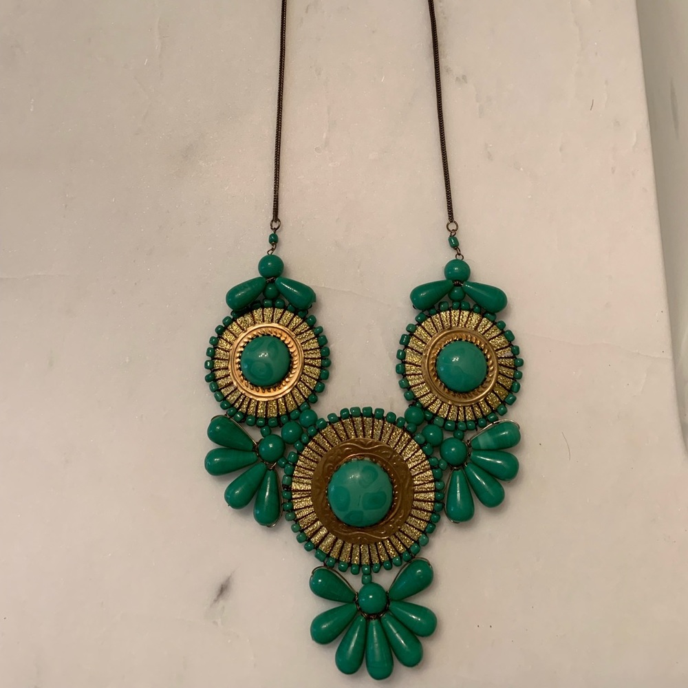 Aqua and gold necklace